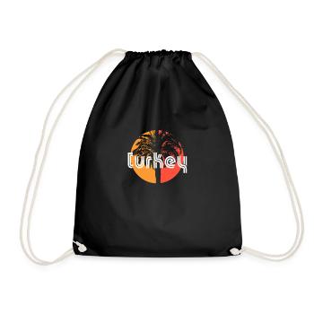 Turkey Artistic Vacation Souvenir Palm Tree - Drawstring Bag - black - Front
