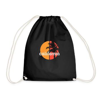 California Artistic Vacation Souvenir Palm Tree - Drawstring Bag - black - Front