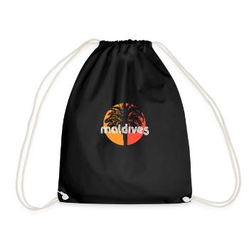 Maldives Artistic Vacation Souvenir Palm Tree - Drawstring Bag - black - Front