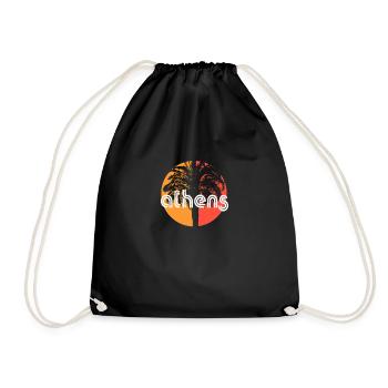 Athens Greece Artistic Vacation Souvenir Palm Tree - Drawstring Bag - black - Front