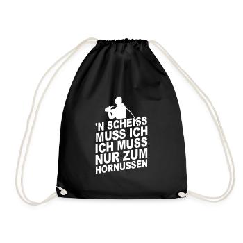 N scheiss muss ich ich muss nur zum Hornussen - Turnbeutel - Schwarz - Vorne