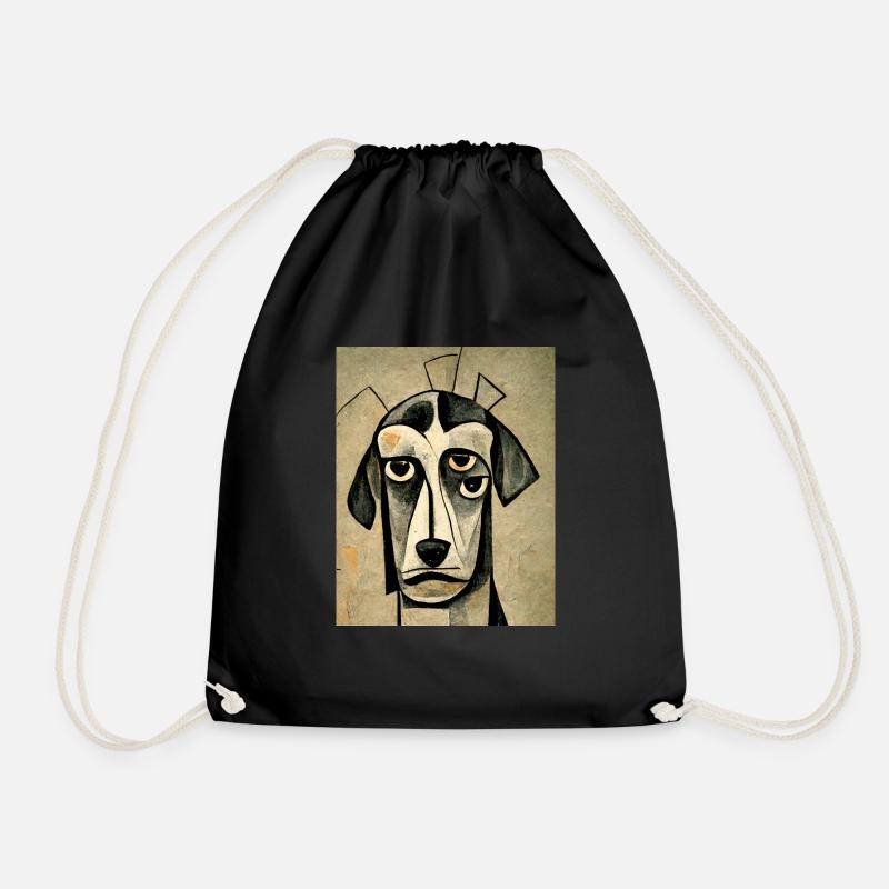 Dog abstract - Drawstring Bag - black