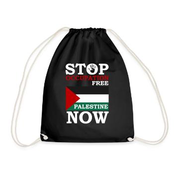 free palestine and gaza - Drawstring Bag - black - Front