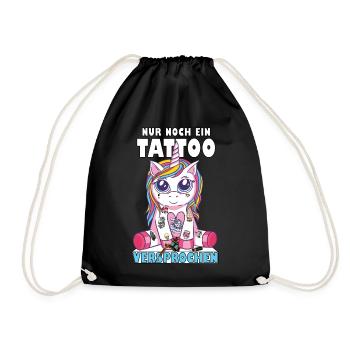 Unicorn Tattoo Einhorn nur noch ein Tattoo - Turnbeutel - Schwarz - Vorne