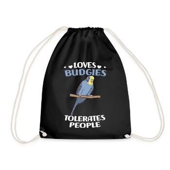 Budgerigar Gifts | Pet Bird Lovers - Drawstring Bag - black - Front