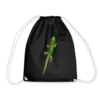 Grüner Gecko - Turnbeutel - Schwarz - Vorne
