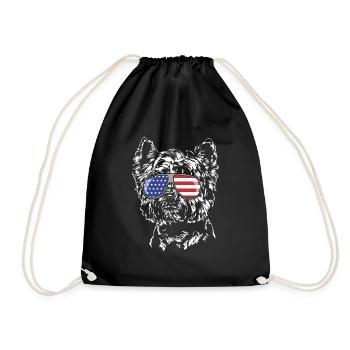 West Highland White Terrier America Flag Goggles - Drawstring Bag - black - Front