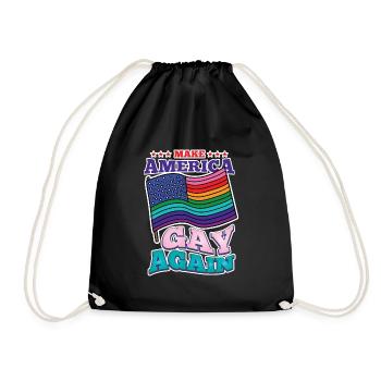 LGBT LGBTQ Regenbogen Schwul Lesbisch Geschenk - Turnbeutel - Schwarz - Vorne
