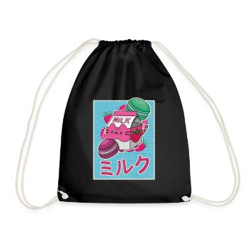 Erbeeren Getränk Japanisch Kawaii Milkshake - Turnbeutel - Schwarz - Vorne