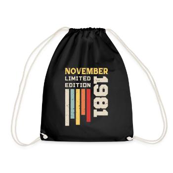 Novembre 1981 Cadeau Anniversaire - Novembre 1981 - Sac de sport léger - noir - Devant