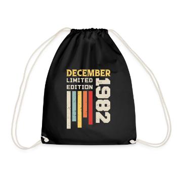 Dezember 1982 - Dezember 1982 Geburtstagsgeschenk - Turnbeutel - Schwarz - Vorne