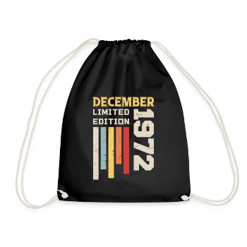 Dezember 1972 - Dezember 1972 Geburtstagsgeschenk - Turnbeutel - Schwarz - Vorne