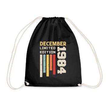 Dezember 1984 - Dezember 1984 Geburtstagsgeschenk - Turnbeutel - Schwarz - Vorne