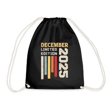 December 2025 - December 2025 Birthday Gift - Drawstring Bag - black - Front