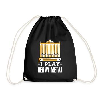 I Play Heavy Metal Church Music Organ Player - Drawstring Bag - black - Front