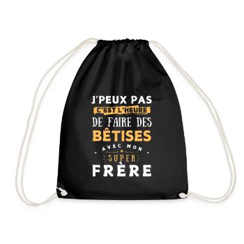 Bêtises avec mon super frère Cadeau humour enfant - Sac de sport léger - noir - Devant