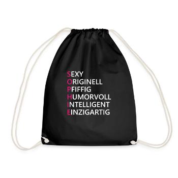 Sophie Name Geschenk - Turnbeutel - Schwarz - Vorne