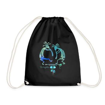 Native Americans Kokopelli Musicans - together 2 - Drawstring Bag - black - Front