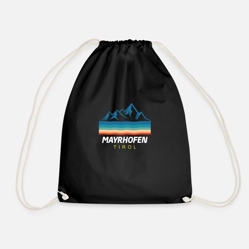 Mayrhofen Tirol Ski Skiing Gift - Drawstring Bag - black