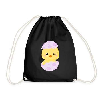 Mignon petit poussin dans une coquille d'oeuf - Sac de sport léger - noir - Devant