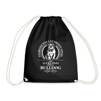 English BULLDOG Guardian Angel Spruch WILSIGNS - Turnbeutel - Schwarz - Vorne