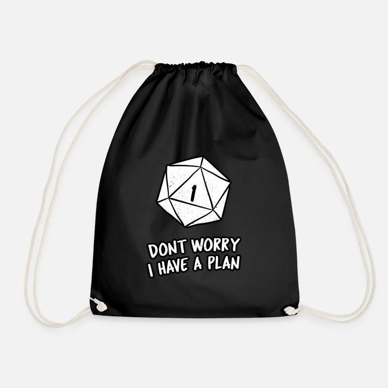Role Playing Pen and Paper RPG Gaming Dice D20 - Drawstring Bag - black