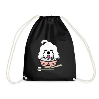 Malteser Hund Ramen Lustig Hund Geschenk Retro - Turnbeutel - Schwarz - Vorne