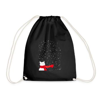 Schneekatze weiß - Turnbeutel - Schwarz - Vorne