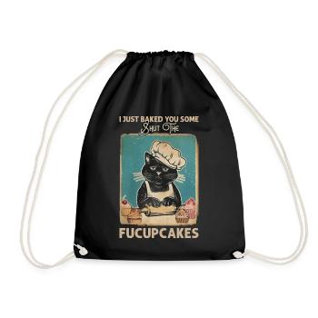 Funny Cat Saying graphic - Drawstring Bag - black - Front