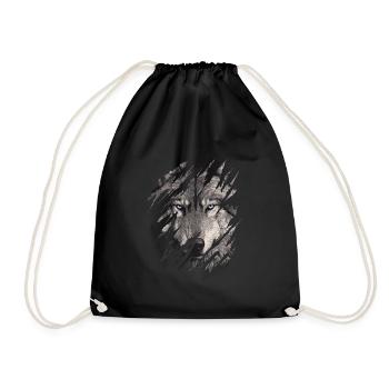 Wolf Scratch Marks Claws Wild Wolves Wilderness Howl - Drawstring Bag - black - Front