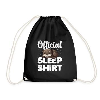 Otter Official Sleep Shirt Lazy Relax - Drawstring Bag - black - Front