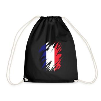 Frankreich Flagge Used Look Französische Fahne - Turnbeutel - Schwarz - Vorne