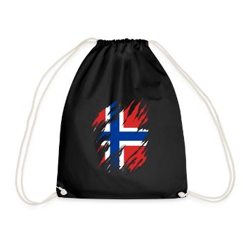 Norwegen Flagge Skandinavien Norwegische Fahne - Turnbeutel - Schwarz - Vorne