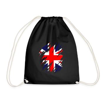 Great Britain Flag Union Jack Flag London UK - Drawstring Bag - black - Front