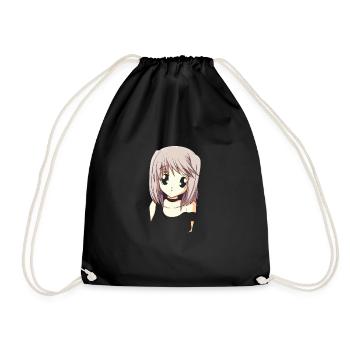 Anime girl big eyes manga Japanese gift - Drawstring Bag - black - Front