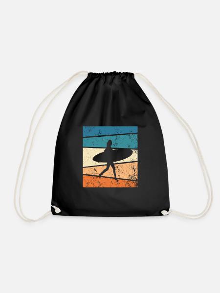 Surfen Surfer Retro Geschenk - Turnbeutel - Schwarz