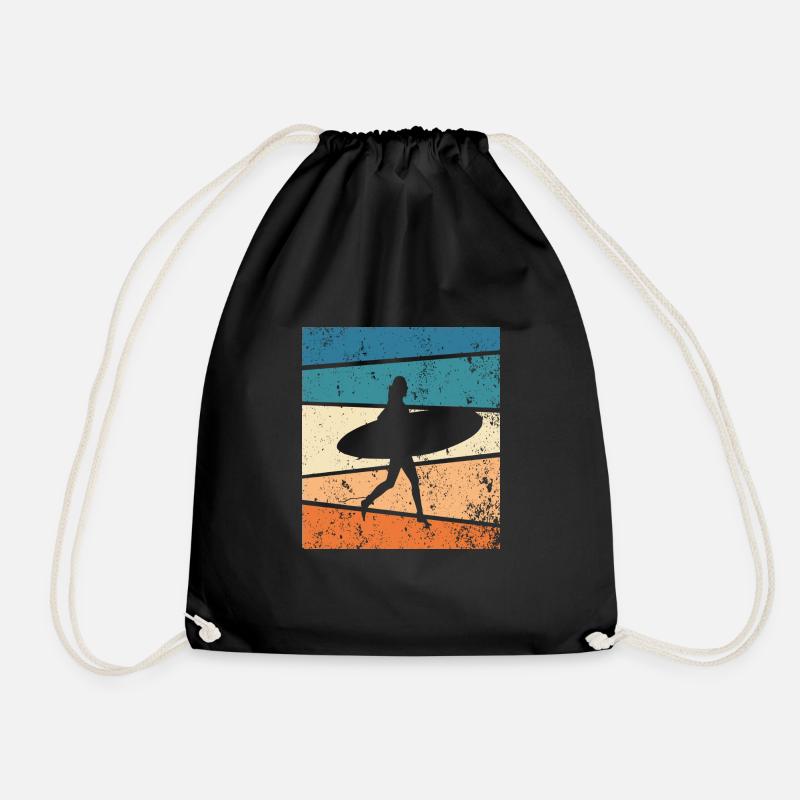 Surfen Surfer Retro Geschenk - Turnbeutel - Schwarz