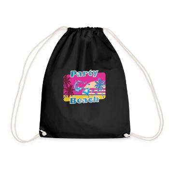 Cool party shirt summer beach vacation gift - Drawstring Bag - black - Front