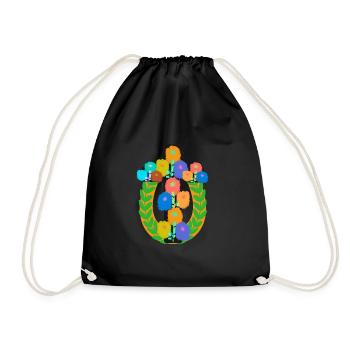 Croix Crucifix botanique Floral Couronne de Laurier multicolore - Sac de sport léger - noir - Devant