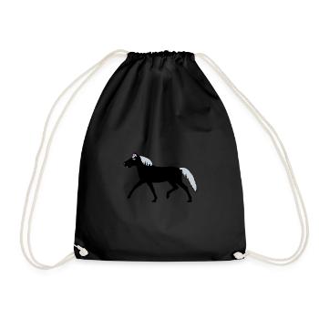 Pony Pferd Weihnachtsgeschenk Kinder reiten - Turnbeutel - Schwarz - Vorne