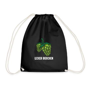 Lecker Bierchen Bierliebhaber Hopfen Bier - Turnbeutel - Schwarz - Vorne