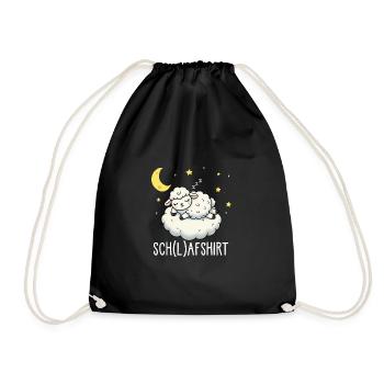 Schaf Schlafshirt Pyjama Shirt für Gute Nacht - Turnbeutel - Schwarz - Vorne