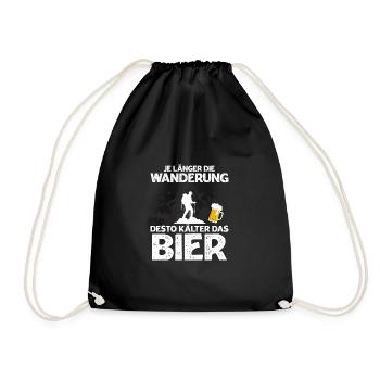 Je länger die Wanderung desto kälter das Bier - Turnbeutel - Schwarz - Vorne