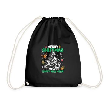 Merry Shiftmas Dirt Bike Santa Happy New Gear Xmas - Turnbeutel - Schwarz - Vorne