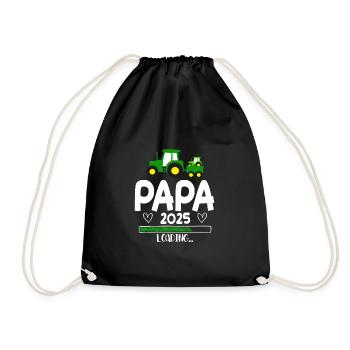 Papa 2025 Traktor Werdender Papa - Turnbeutel - Schwarz - Vorne