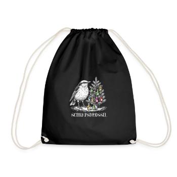 Schnaps Drossel Vogel Weihnachten - Turnbeutel - Schwarz - Vorne