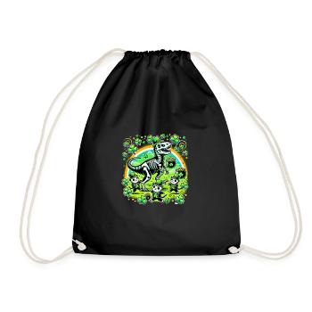 Katze Armee Dino St. Patrick's Day Kleeblätter - Turnbeutel - Schwarz - Vorne