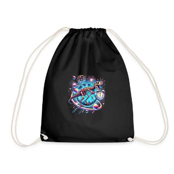 Space Dino Happy New Year 2025 - Turnbeutel - Schwarz - Vorne