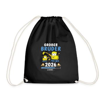 Großer Bruder 2026 Bagger Geschwister - Turnbeutel - Schwarz - Vorne