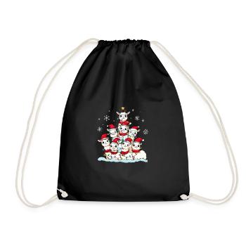 Lama Weihnachten Weihnachtsmann - Turnbeutel - Schwarz - Vorne